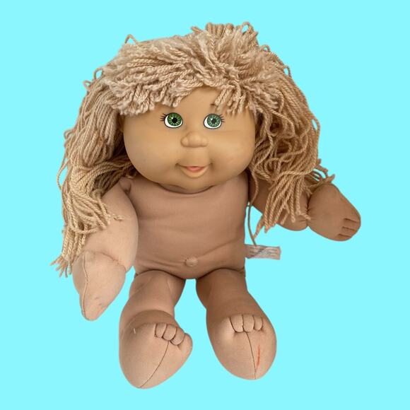 Vtg Cabbage Patch Kids Doll Blonde Hair Green Eyes Girl Dimples Play Along CPK - Picture 16 of 16